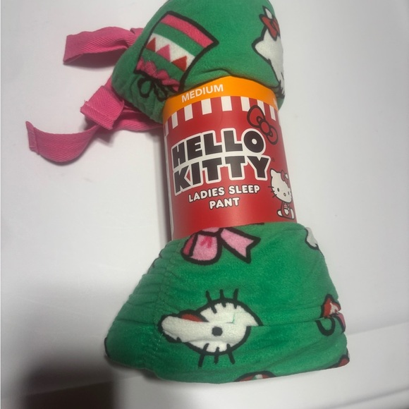 NWT Hello Kitty Ladies Sleep Pants Size Medium & XL. Green Christmas Design - Picture 8 of 8